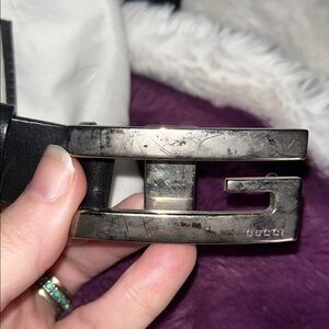 Gucci Black Leather Belt with Silver Buckle
